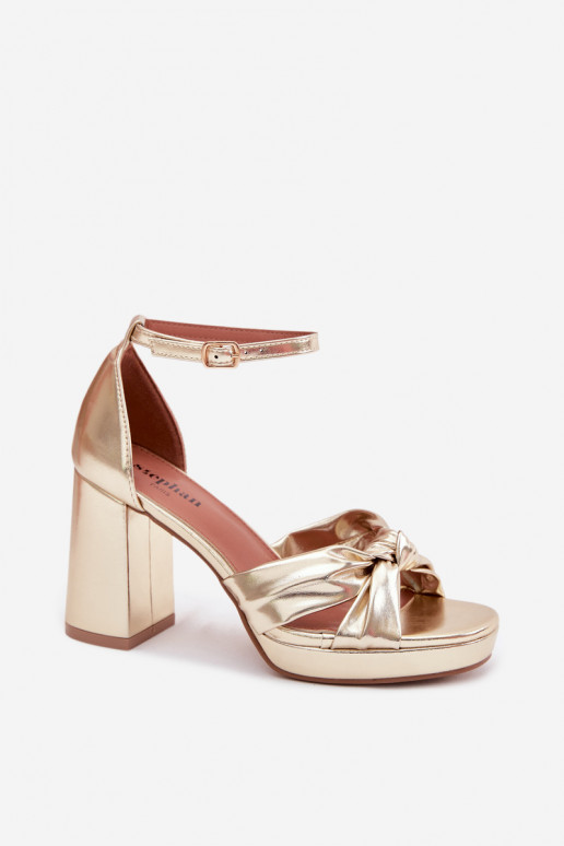 Sandalias de tacón alto para mujer.Imitacji Skóry color dorado Rosetta