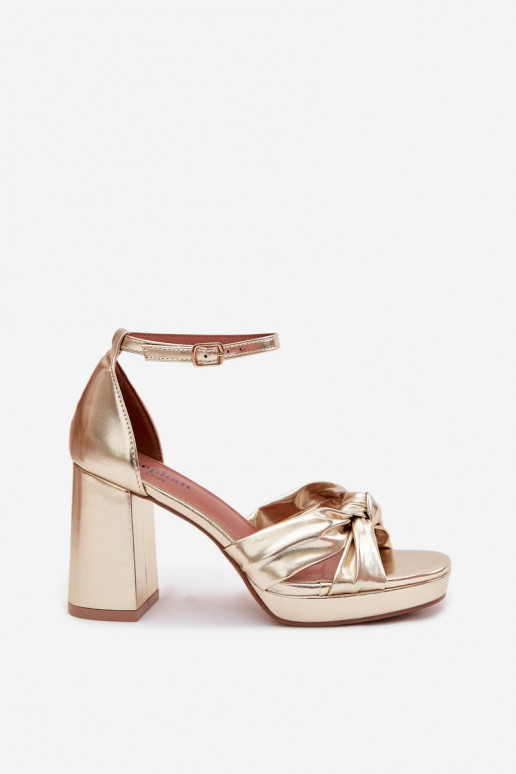 Sandalias de tacón alto para mujer.Imitacji Skóry color dorado Rosetta