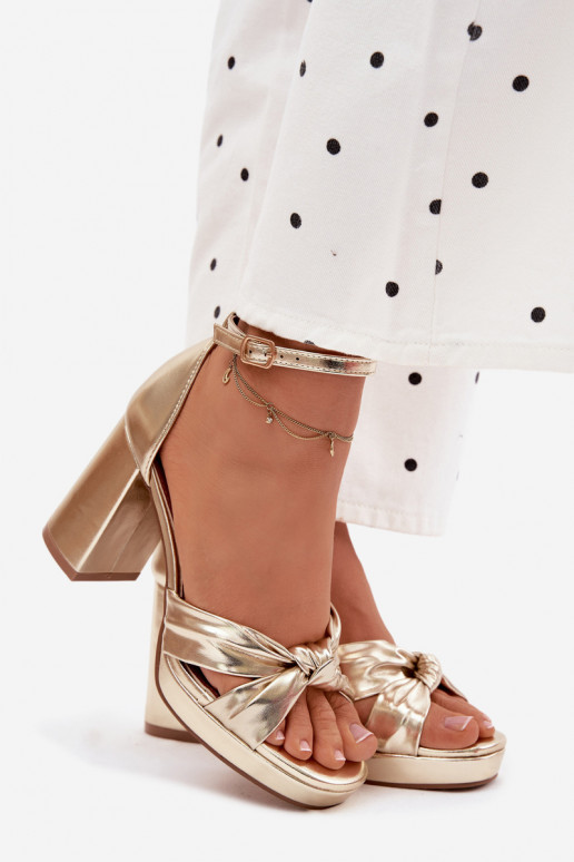 Sandalias de tacón alto para mujer.Imitacji Skóry color dorado Rosetta