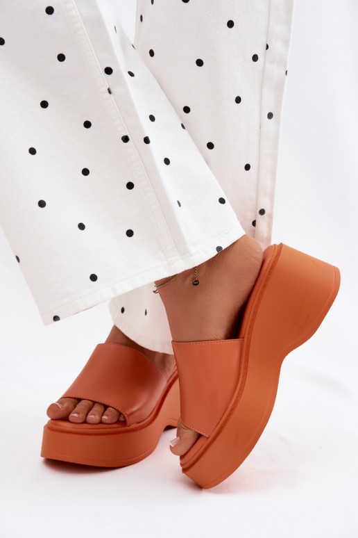 Chanclas de plataforma naranjas para mujer Virelia