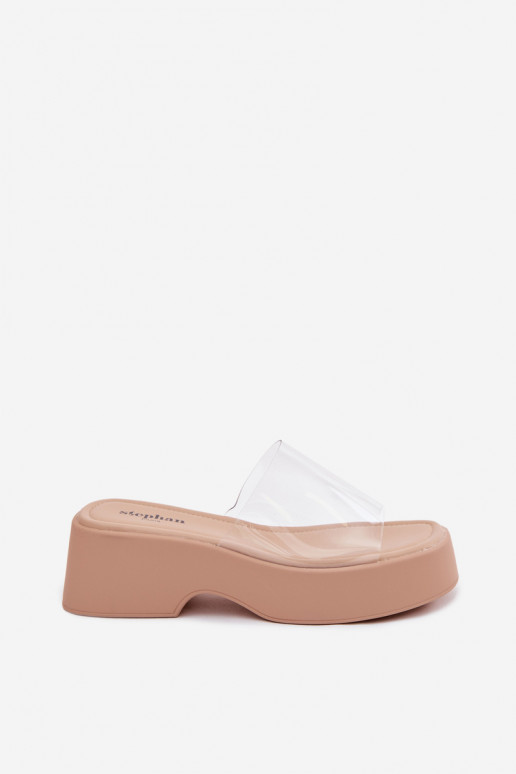 Chanclas de plataforma de color arena con tiras transparentes Selestia