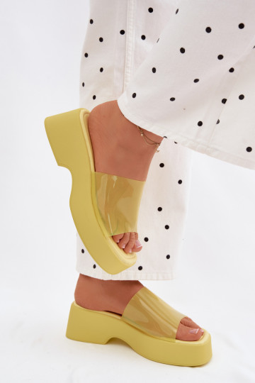 Chanclas de plataforma amarillas con tiras transparentes Selestia