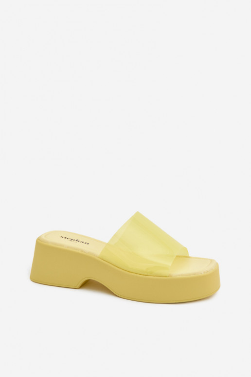 zapatillas de mujer con una plataformaTransparentnym Tirasem color amarillo Selestia