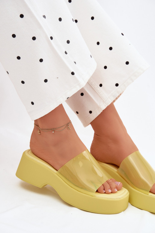 Chanclas de plataforma amarillas con tiras transparentes Selestia