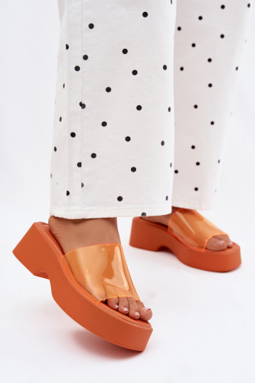 Chanclas de plataforma naranjas con tiras transparentes Selestia
