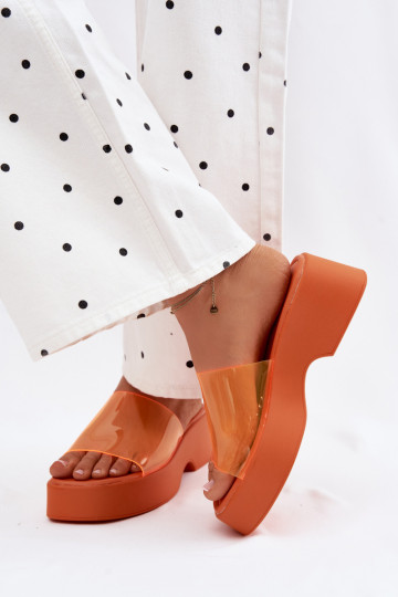 Chanclas de plataforma naranjas con tiras transparentes Selestia 2