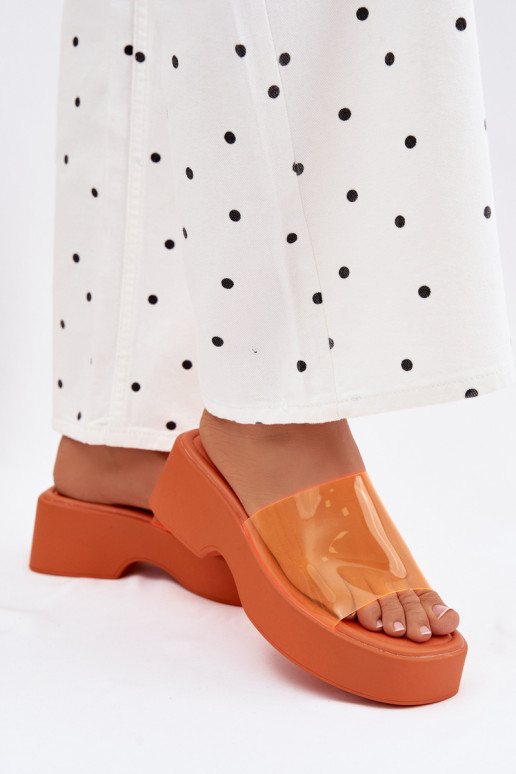 Chanclas de plataforma naranjas con tiras transparentes Selestia