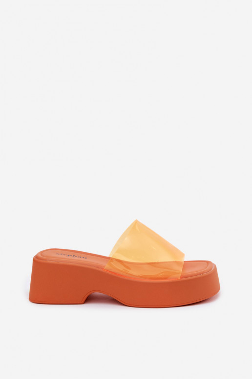 Chanclas de plataforma naranjas con tiras transparentes Selestia