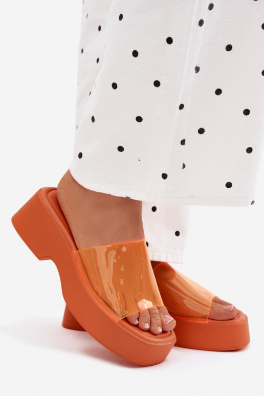 zapatillas de mujer con una plataformaTransparentnym Tirasem color naranja Selestia