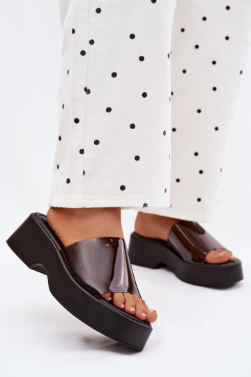 Chanclas de plataforma negras con tiras transparentes Selestia 2