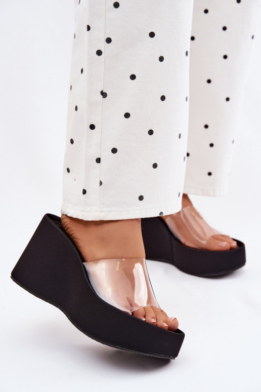 Chanclas de plataforma negras con tiras transparentes Zolretia