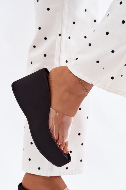 zapatillas de mujer con una plataformaTransparentnym Tirasem de color negro Zolretia