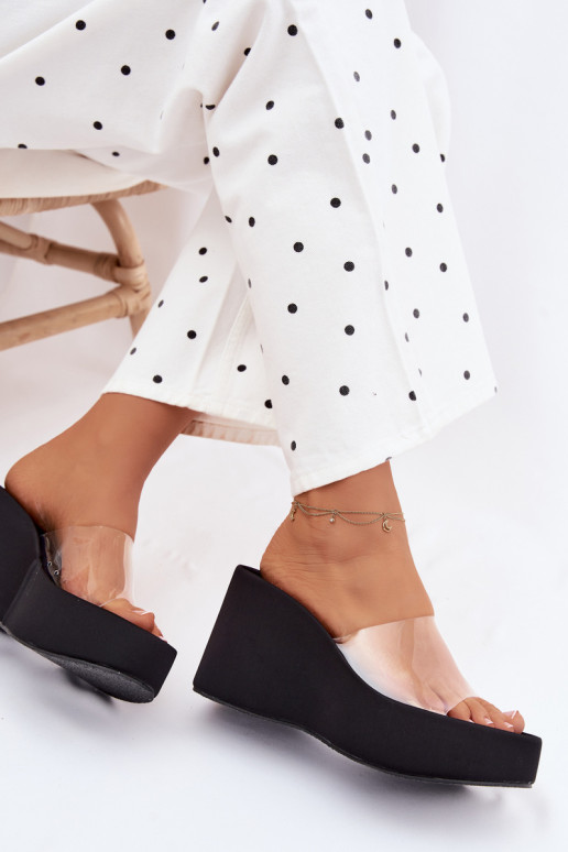 Chanclas de plataforma negras con tiras transparentes Zolretia