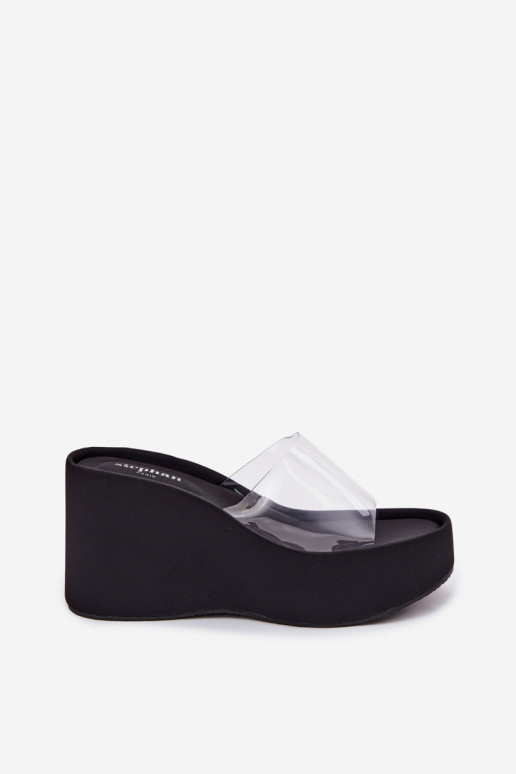 Chanclas de plataforma negras con tiras transparentes Zolretia