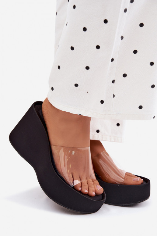 Chanclas de plataforma negras con tiras transparentes Zolretia