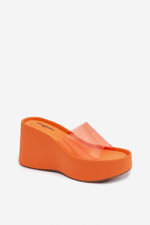 zapatillas de mujer con una plataformaTransparentnym Tirasem color naranja Zolretia