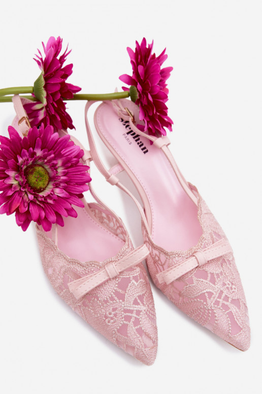 Sandalias con cordones Femenino Activado obcasie con cintas color rosa Tiene queribelle