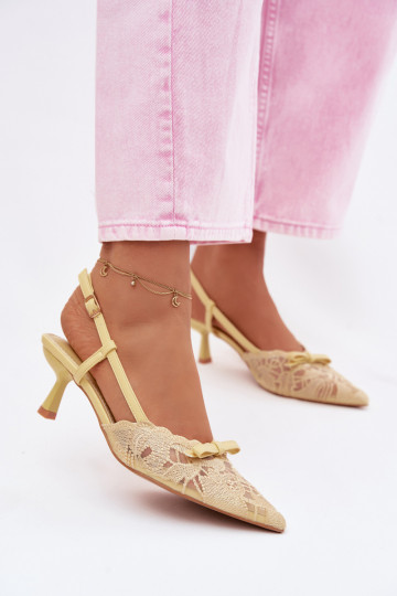 Sandalias con cordones Femenino Activado obcasie con cintas color amarillo Tiene queribelle 2