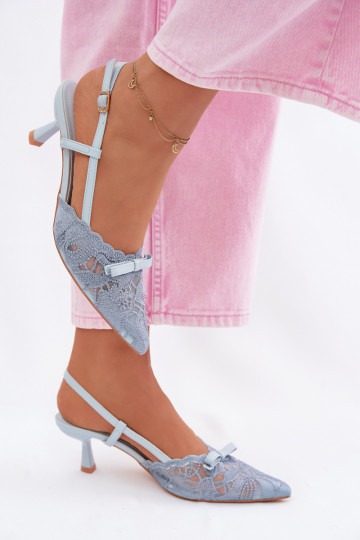 Sandalias con cordones Femenino Activado obcasie con cintas color azul Tiene queribelle