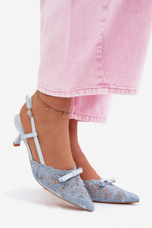 Sandalias con cordones Femenino Activado obcasie con cintas color azul Tiene queribelle