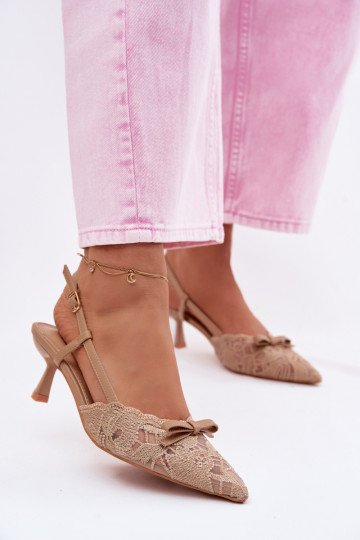 Sandalias con cordones Femenino Activado obcasie con cintas beige Tiene queribelle 2