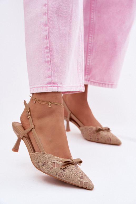 Sandalias con cordones Femenino Activado obcasie con cintas beige Tiene queribelle