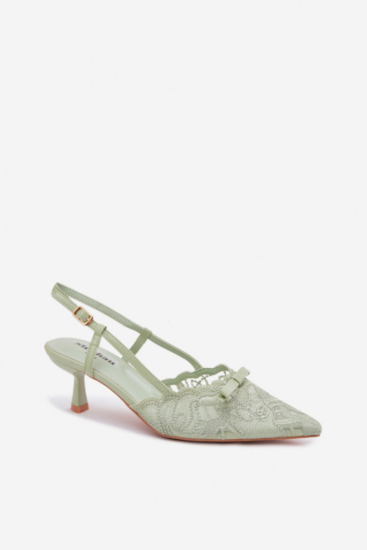 Sandalias con cordones Femenino Activado obcasie con cintas color verde Tiene queribelle