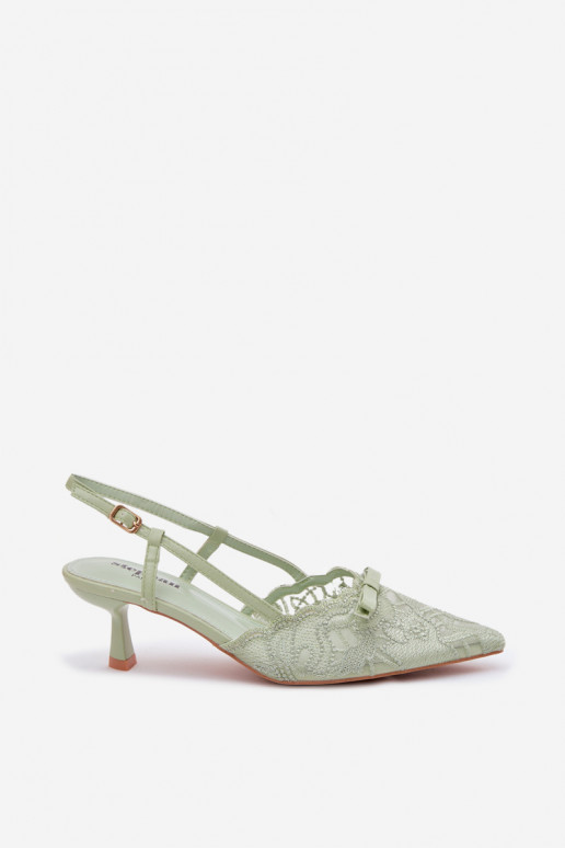 Sandalias con cordones Femenino Activado obcasie con cintas color verde Tiene queribelle