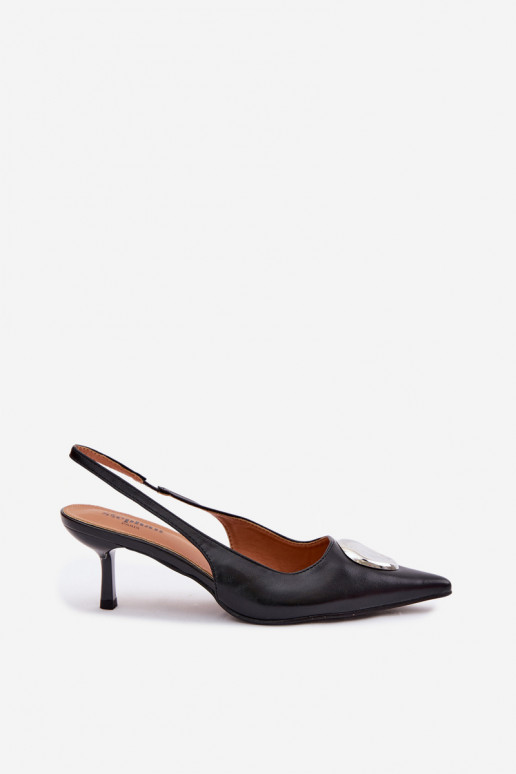 Sandalias negras para mujer con tacones finos y detalles decorativos Isadora