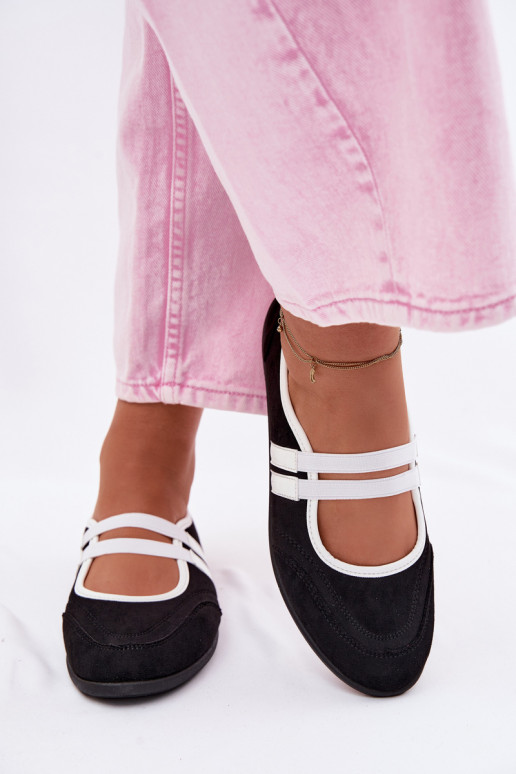 bailarinas Estilo deportivoElastycznymi Paskami de color negro Donatella