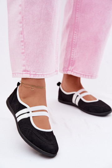 bailarinas Estilo deportivoElastycznymi Paskami de color negro Donatella 2