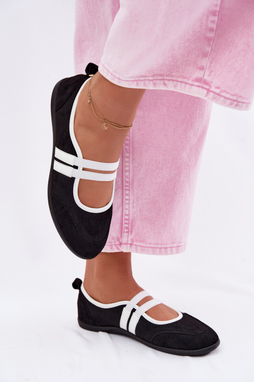 bailarinas Estilo deportivoElastycznymi Paskami de color negro Donatella