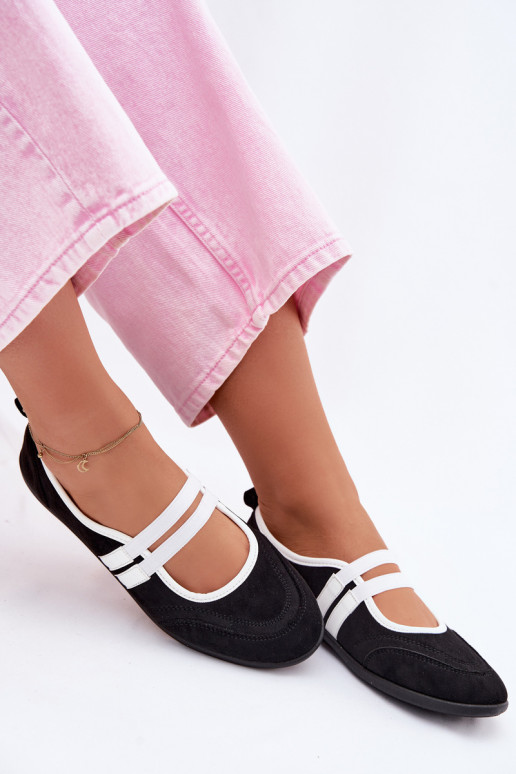 bailarinas Estilo deportivoElastycznymi Paskami de color negro Donatella