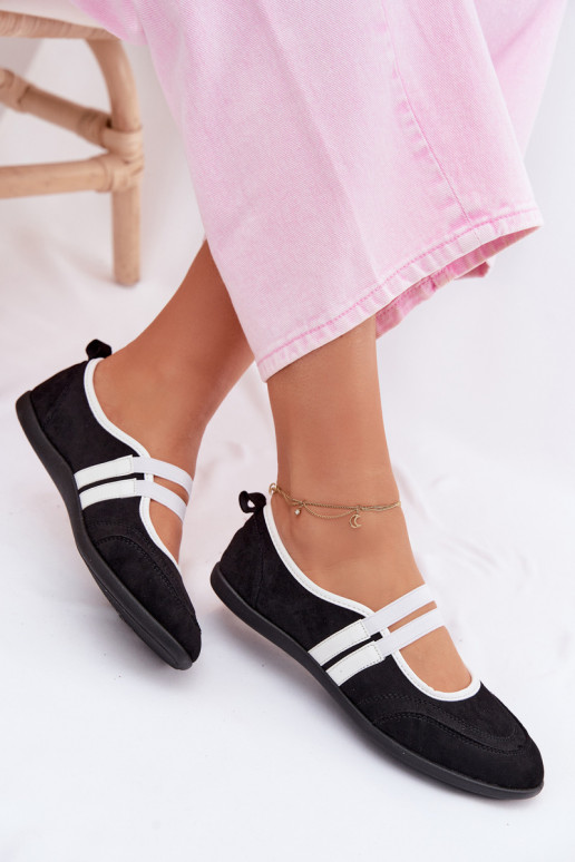 bailarinas Estilo deportivoElastycznymi Paskami de color negro Donatella