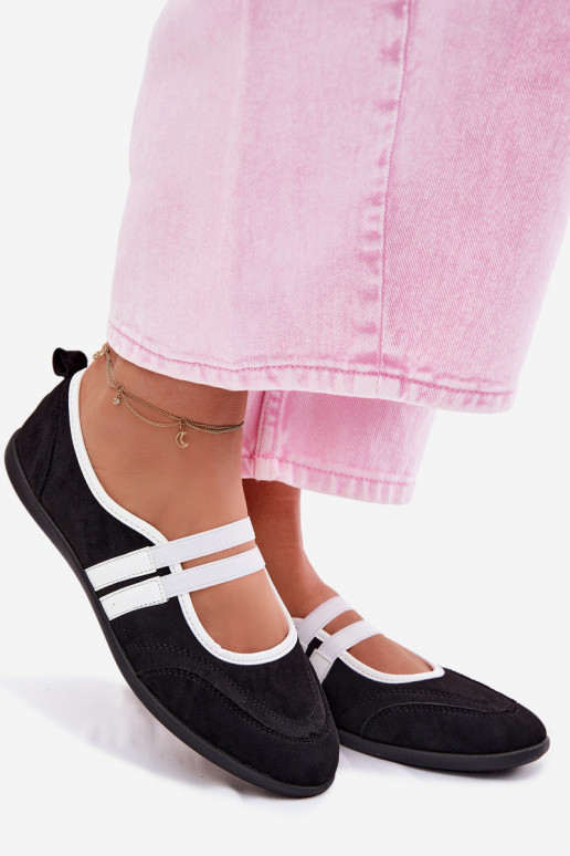 bailarinas Estilo deportivoElastycznymi Paskami de color negro Donatella