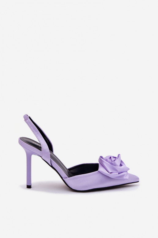 Sandalias moradas para mujer con tacones finos y acabado in raso Irina