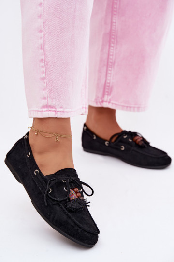 Mocasines negros para mujer con borlas Teresa 2