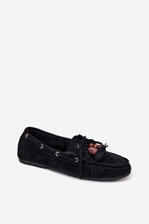 Mocasines negros para mujer con borlas Teresa