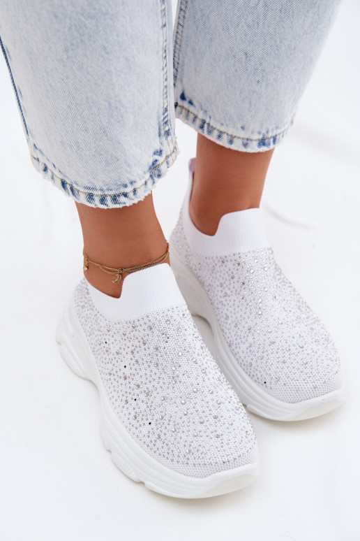 Zapatillas blancas para mujer sin cordones con decoración Melorae