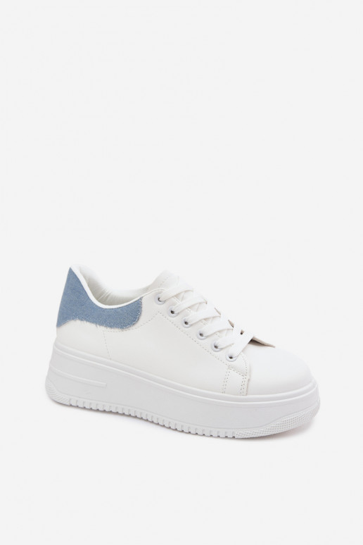 Zapatillas blancas y azules para mujer con plataforma de cuero sintético Calinae
