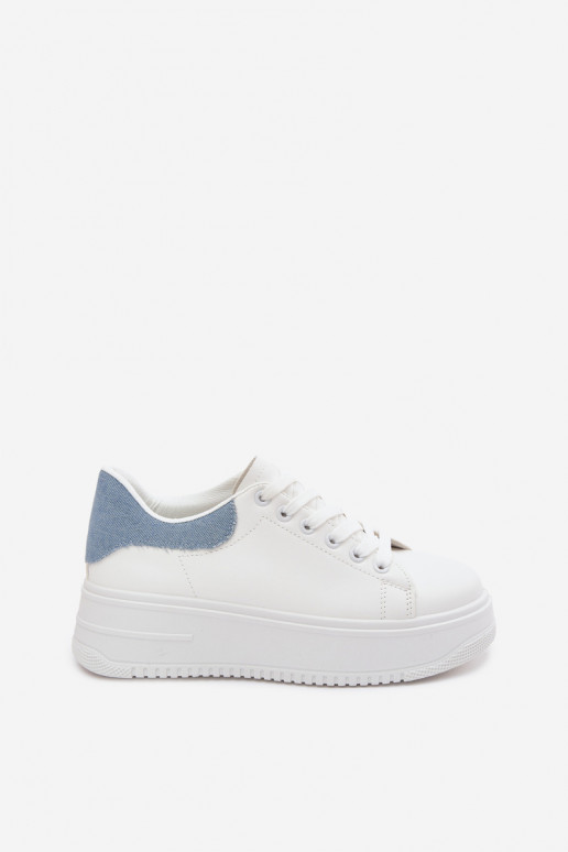 Zapatillas blancas y azules para mujer con plataforma de cuero sintético Calinae