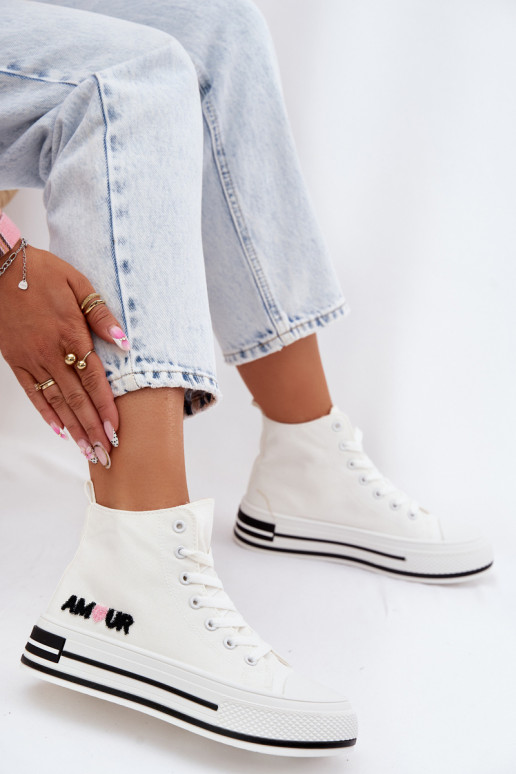 Zapatos de ocio Alto con una plataforma el color blanco Liline