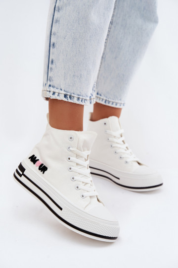 Zapatos casual blancos de caña alta con plataforma Liline 2