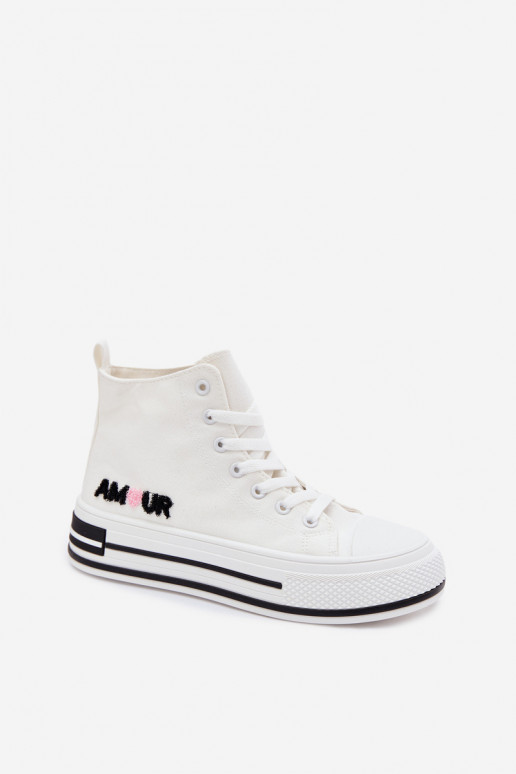 Zapatos casual blancos de caña alta con plataforma Liline