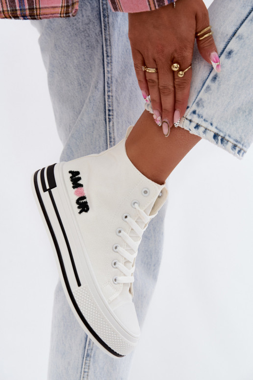 Zapatos casual blancos de caña alta con plataforma Liline