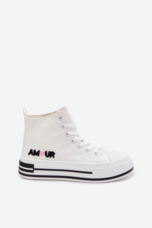 Zapatos de ocio Alto con una plataforma el color blanco Liline