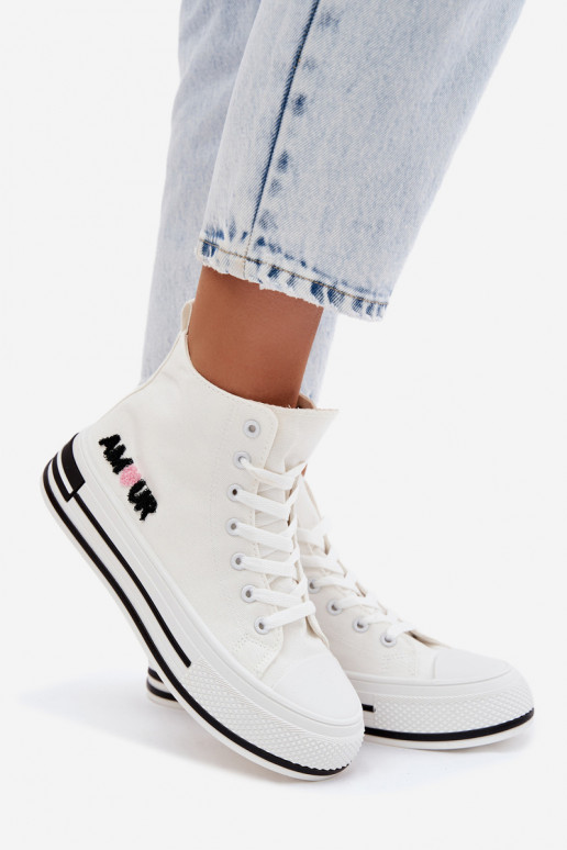 Zapatos casual blancos de caña alta con plataforma Liline