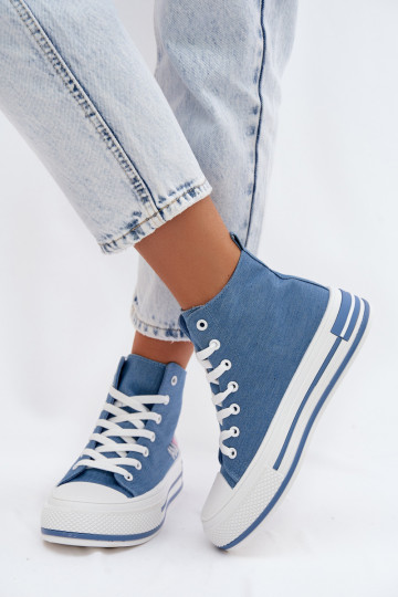 Zapatos casual azules de caña alta con plataforma Liline
