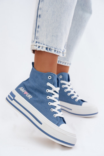 Zapatos casual azules de caña alta con plataforma Liline 2