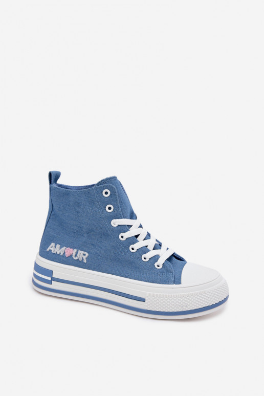 Zapatos casual azules de caña alta con plataforma Liline